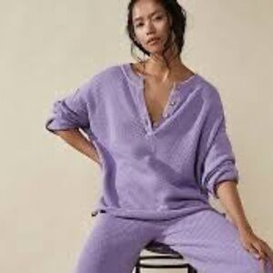 Free People Hailee 2 Piece Waffle Stitch Sweater Set * Small * Lavender *